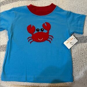 NWT Luigi Kids Blue T-Shirt with Red Crab Design